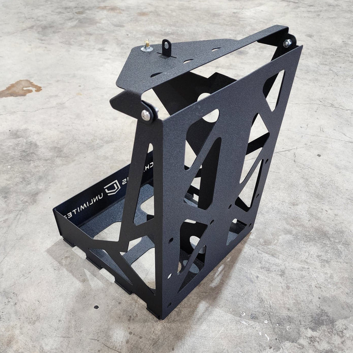 Dual Fuel Water Can Mount Fits Swing Out Bumpers by Chassis Unlimited Inc.