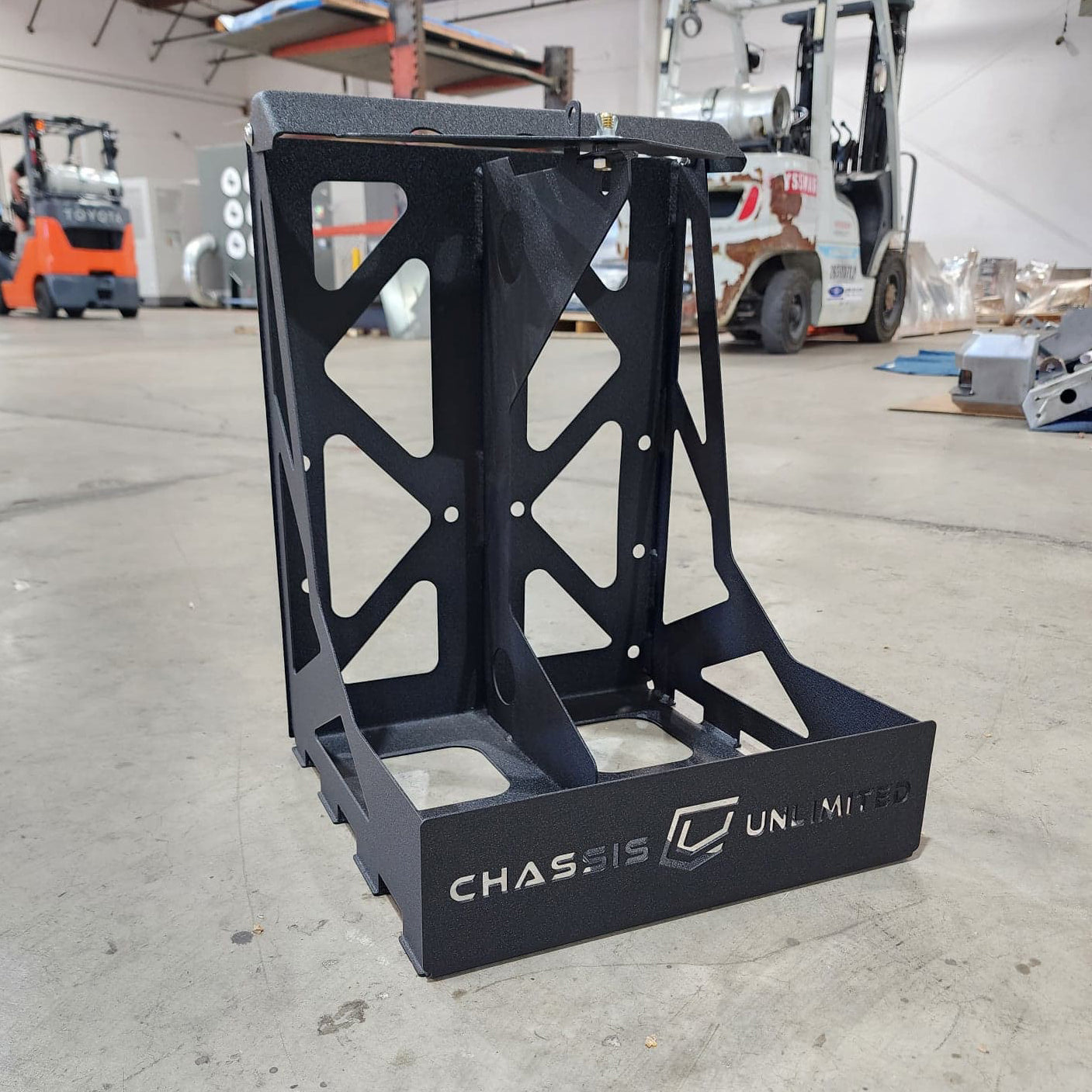 Dual Fuel Water Can Mount Fits Swing Out Bumpers by Chassis Unlimited Inc.